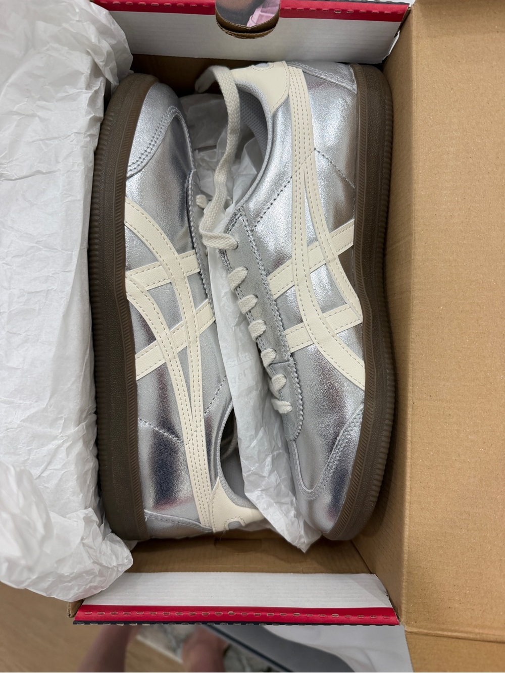Onitsuka Tiger by Asics Men’s Mexico 66 Metallic Silver with Cream Stripes